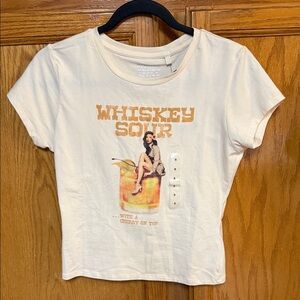Guess Cream Whiskey Sour Pin-Up Graphic Tee